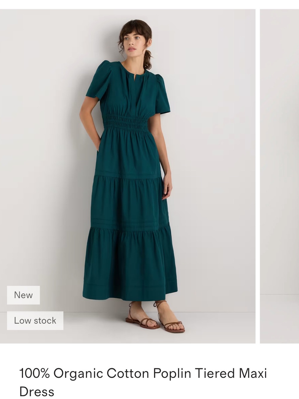 Quine Organic Cotton Poplin Tiered Maxi Dress - Size Small
